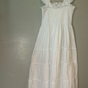 Hill House White Swiss Dot Midi Nap  Dress